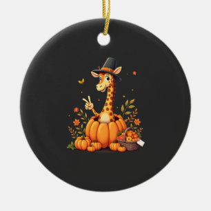 Herfst Pompoen Val Giraffe Thanksgiving Vrouwen Me Keramisch Ornament