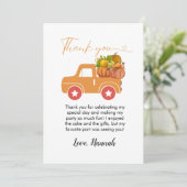 Herfst pompoen verjaardag dank u kaart (Staand voorkant)