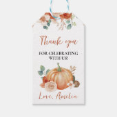 Herfst pompoen verjaardagsfeest Dank u Label Cadeaulabel (Voorkant)