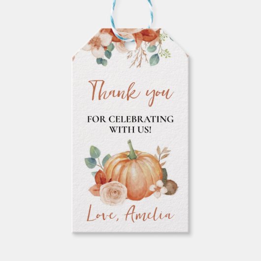 Herfst pompoen verjaardagsfeest Dank u Label Cadeaulabel (Voorkant)