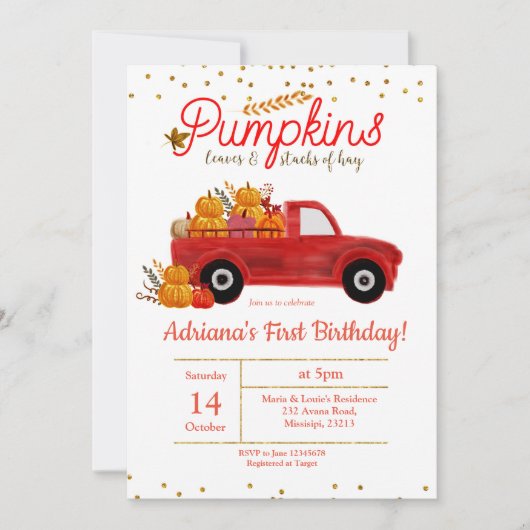 Herfst pompoen verjaardagsuitnodiging najaar kaart (Voorkant)
