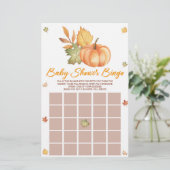 Herfst pompoen verlaat bingo Baby shower spel Briefpapier (Staand voorkant)
