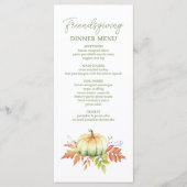 Herfst pompoen verlaat rustiek Friendsgiving diner Menu (Voorkant)