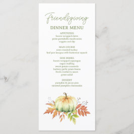 Herfst pompoen verlaat rustiek Friendsgiving diner Menu