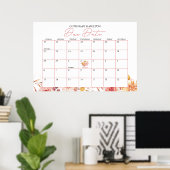 Herfst Pompoen Verwachte Datum Kalender Baby Showe Poster (Thuiskantoor)