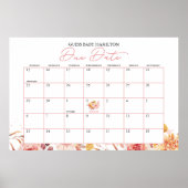 Herfst Pompoen Verwachte Datum Kalender Baby Showe Poster (Voorkant)