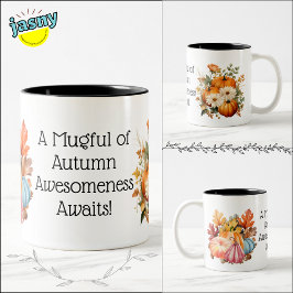 Herfst pompoen viering tweekleurige koffiemok