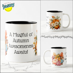 Herfst pompoen viering tweekleurige koffiemok