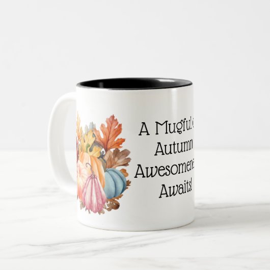 Herfst pompoen viering tweekleurige koffiemok (Voorkant links)