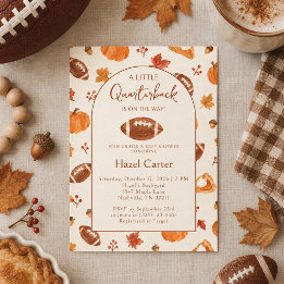 Herfst Pompoen Voetbal Jongen Quarterback Baby Sho Kaart