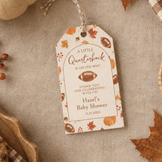 Herfst Pompoen Voetbal Jongen Quarterback Bedankt Cadeaulabel