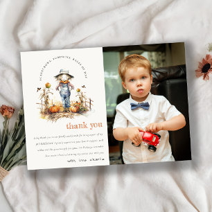 Herfst pompoen vogelverschrikker oogst Kinder foto Bedankkaart