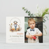 Herfst pompoen vogelverschrikker oogst Kinder foto Kaart (Staand voorkant)