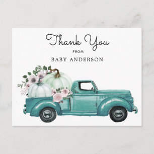 Herfst pompoen vrachtwagen rijden door Baby shower Briefkaart