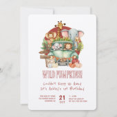 Herfst Pompoen Vrachtwagen Safari 1e Verjaardag Kaart (Voorkant)