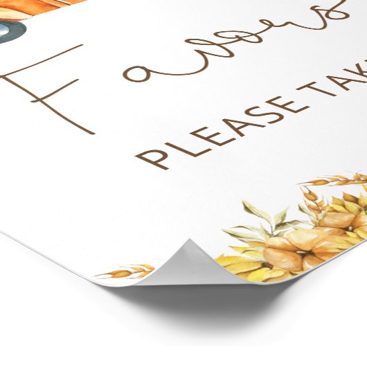 Herfst Pompoen Vrachtwagen Waterverf Baby shower Poster (Hoek)