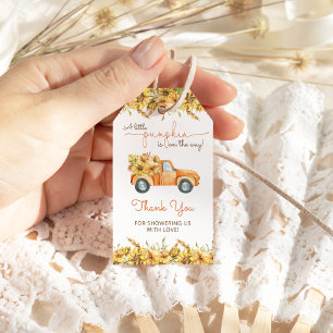 Herfst pompoen vrachtwagen Zonnebloemen Baby sho Cadeaulabel