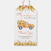 Herfst pompoen vrachtwagen | Zonnebloemen Baby sho Cadeaulabel (Voorkant)