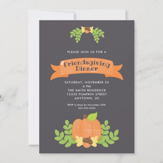 Herfst Pompoen | Vriendendankdagdiner Kaart (Voorkant)