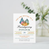 Herfst pompoen Vriendschappen geven Potluck Uitnod Briefkaart (Staand voorkant)