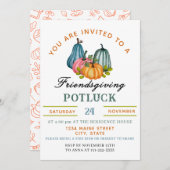 Herfst pompoen Vriendschappen geven Potluck Uitnod Kaart (Voorkant / Achterkant)
