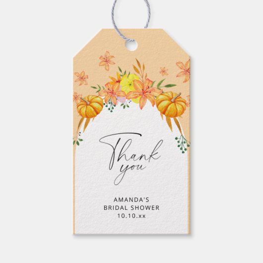Herfst pompoen vrijgezellenfeest dank u cadeaulabel (Voorkant)