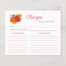 Herfst Pompoen Vrijgezellenfeest Recept Kaart