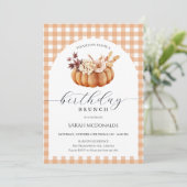 Herfst Pompoen Vrouw Verjaardag Brunch Plaid Kaart (Staand voorkant)