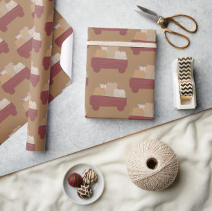 Herfst Pompoen Wagen Bruin Boho Inpakpapier