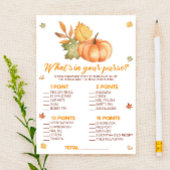 Herfst pompoen Wat is in Purse Baby shower spel Briefpapier
