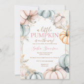 Herfst pompoen waterverf baby shower kaart (Voorkant)