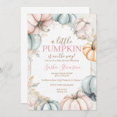 Herfst pompoen waterverf baby shower kaart (Voorkant / Achterkant)