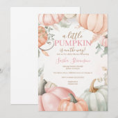 Herfst pompoen waterverf baby shower kaart (Voorkant / Achterkant)