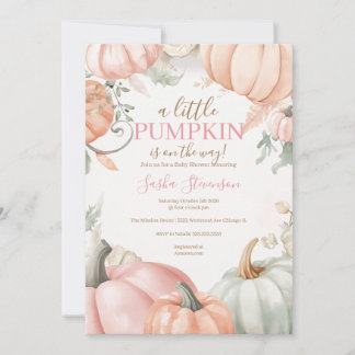 Herfst pompoen waterverf baby shower kaart
