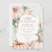 Herfst pompoen waterverf baby shower kaart (Voorkant)