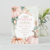 Herfst pompoen waterverf baby shower kaart (Staand voorkant)