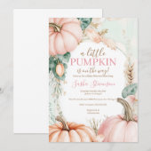 Herfst pompoen waterverf baby shower kaart (Voorkant / Achterkant)