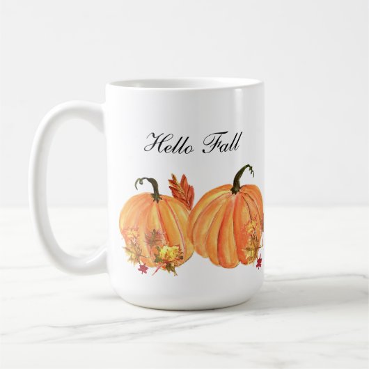 Herfst pompoen Waterverf herfstbladeren Koffiemok (Links)