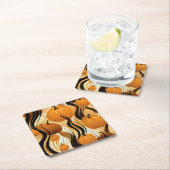 Herfst Pompoen Waterverf Patroon Kartonnen Onderzetters (Insitu)