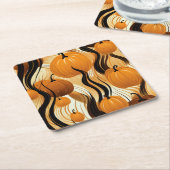 Herfst Pompoen Waterverf Patroon Kartonnen Onderzetters (Schuin)