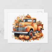  herfst pompoen Waterverf truck Feestdagenkaart (Voorkant / Achterkant)