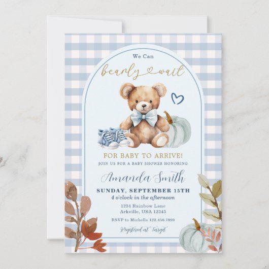 Herfst Pompoen We kunnen nauwelijks wachten Beer B Kaart (Voorkant)