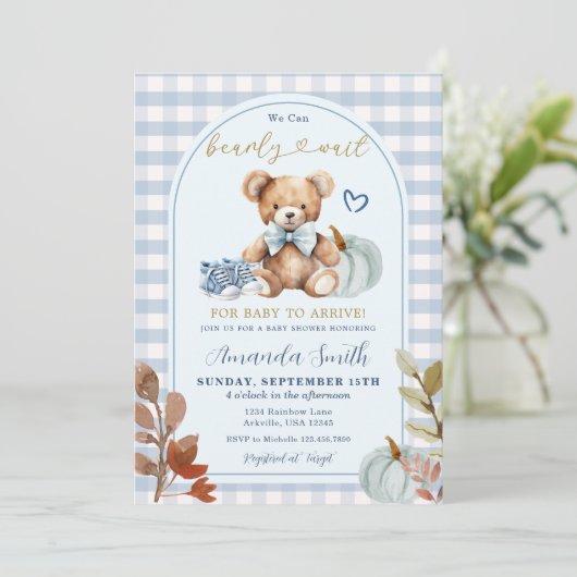 Herfst Pompoen We kunnen nauwelijks wachten Beer B Kaart (Staand voorkant)