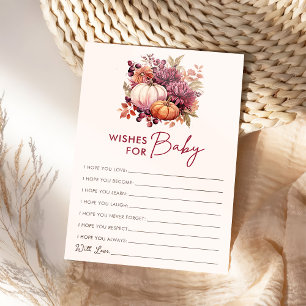 Herfst Pompoen Wensen Voor Baby Shower Spelkaart Kaart