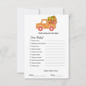 Herfst pompoen wenst het baby shower spel kaart (Voorkant)