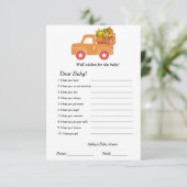 Herfst pompoen wenst het baby shower spel kaart (Staand voorkant)