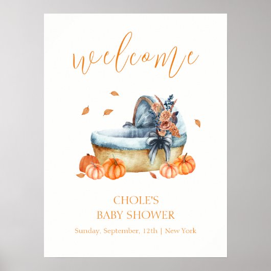  Herfst Pompoen Wieg Baby shower Welkom Poster (Voorkant)