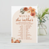 Herfst pompoen wil dat ze liever Baby shower spel Kaart (Staand voorkant)