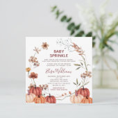 Herfst Pompoen Wildbloemen Waterverf Baby Sprinkle Kaart (Staand voorkant)