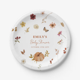 Herfst Pompoen Wilde Bloem Baby Shower Papieren Bordje